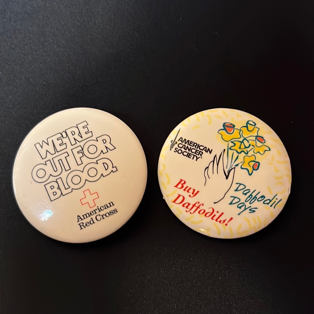 Vintage 80's American Cancer Society Pinback Buttons